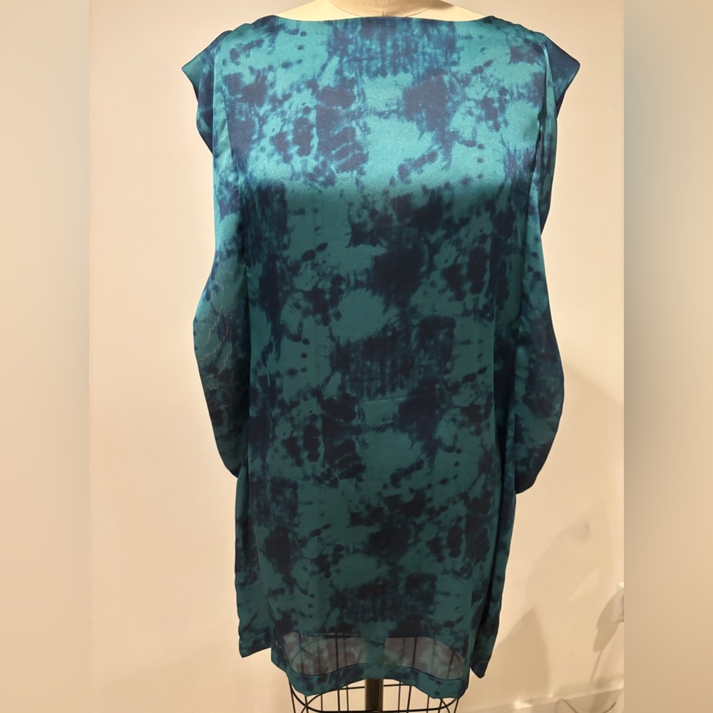 Teal and Navy Tie-Dye Mini Dress